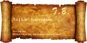 Tollár Barnabás névjegykártya